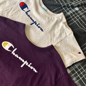 Purple & White Champion Crop Tops